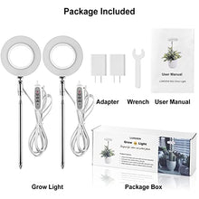 Load image into Gallery viewer, Grow Light, Lordem Full Spectrum LED Plant Light for Indoor Plants, Height Adjustable Growing Lamp with Auto On/Off Timer 4/8/12H , 4 Dimmable Brightness, Ideal for Small Plants, Pack of 2