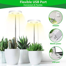 Load image into Gallery viewer, 2Heads Plant Grow Light, Full Spectrum LED Plant Light for Indoor Plants, 3 Colors Halo Grow Lights, Height Adjustable Small Grow Lamp with Auto On/Off Timer, 10 Dimming Levels Potted Plant Lights