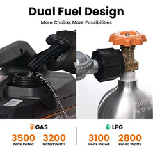 Load image into Gallery viewer, maXpeedingrods 3500W Dual Fuel Portable Inverter Generator,Electric Start,Gas & Propane Powered,RV Ready,CO Sensor,EPA Compliant,for Travel Trailers Camping Outdoor Jobsits,Wheel&handle Kit,55lbs