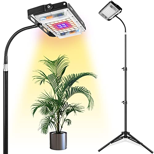 Grow Light with Stand, LBW Full Spectrum 150W LED Floor Plant Light for Indoor Plants, Grow Lamp with On/Off Switch, Adjustable Tripod Stand 15-48 inches