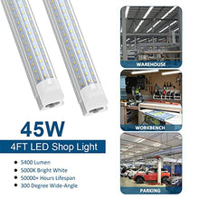 Load image into Gallery viewer, 4FT LED Shop Lights, JESLED 4 Foot LED Lights Fixture, 45W, 5400 Lumen, Daylight 5000K, Triple Row D-Shape LED, Linkable Design, High Output LED Tube Lights for Garage,Workshop,Basement (10-Pack)
