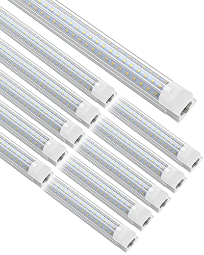 4FT LED Shop Lights, JESLED 4 Foot LED Lights Fixture, 45W, 5400 Lumen, Daylight 5000K, Triple Row D-Shape LED, Linkable Design, High Output LED Tube Lights for Garage,Workshop,Basement (10-Pack)