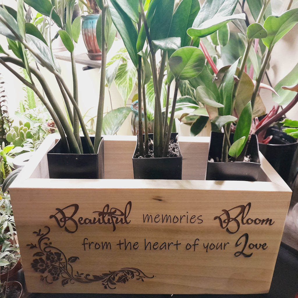 BEAUTIFUL MEMORIES - Engraved Wooden Planter - FREE SHIPPING