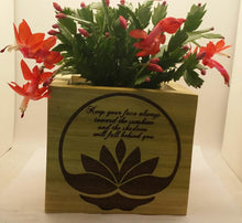 Load image into Gallery viewer, Sunshine Lostus Flower - Wooden engraved Planter
