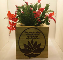 Load image into Gallery viewer, Sunshine Lostus Flower - Wooden engraved Planter
